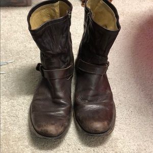 Brown zip up leather Frye Boots